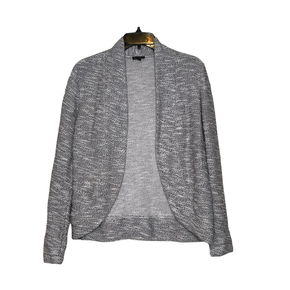 Express Womens Open Sweater Top Size XS Gray White Knit Cotton Polyester Blend